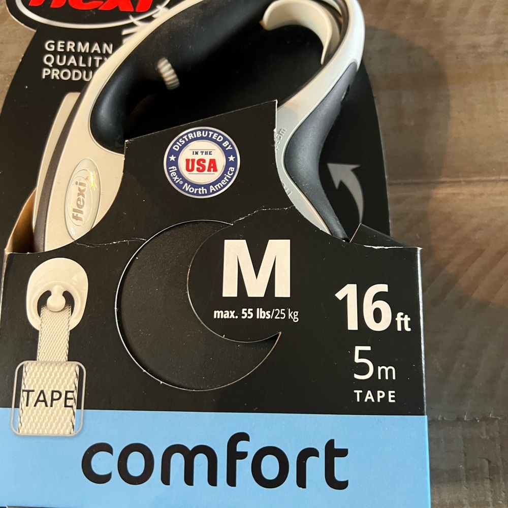 Flexi Comfort Retractable Leash - Black & Gray Tape 16 ft Germany [Brand New]